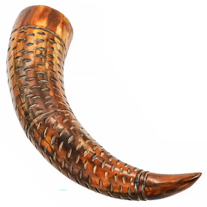 Authentic Luxury Polished Buffalo Horn Viking Mug Stand Animal Design Portable Medieval <b>Beer</b> Tankard Wedding Home Hotel India - Product Image 2