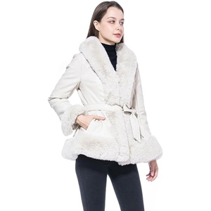 Abrigo Largo de Cuero Genuino de Lujo para Mujer, con Cuello de Piel Cálido y Cinturón, Estilo Personalizado, Fabricante Mayorista - Product Image 4
