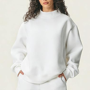 Sweat-shirt à col montant pour femme, en coton éponge personnalisé, avec logo imprimé, style streetwear décontracté, fournisseur en gros OEM sous marque privée - Product Image 6