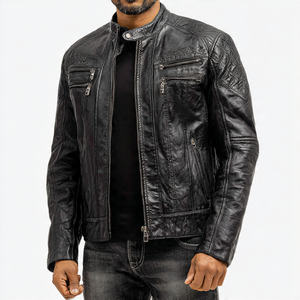 Blouson en cuir pour motard, taille plus, hiver, coupe-vent, respirant, manches longues, avec poche poitrine - Product Image 2