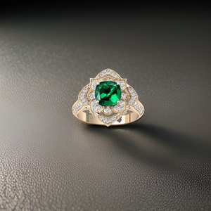 925 Sterling Silver Emerald Cushion Cut Flower <b>Statement</b> <b>Ring</b> IGI Certified Vintage Art Deco Design Handmade Women's Jewelry - Product Image 4