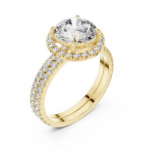 Anillo de Compromiso Romántico de Diamante Cultivado en Laboratorio con Certificación IGI de Oro de 18k, Corte Brillante de 2.00 Quilates, Banda con Micro Pavé en el Centro - Product Image 2