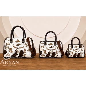 Bolso de Viaje Elegante Hecho a Mano de Cuero Genuino de Vaca Estilo Western 2026, Bolso de Hombro Vintage de Piel con Pelo para Fin de Semana - Product Image 1
