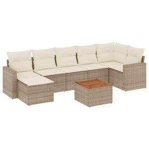 Juego de sofás de jardín de ratán PE beige modulares grandes muebles modulares cómodos para exteriores - Product Image 2