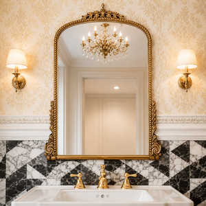 Luxury <b>Gold</b> Arched Wall <b>Mirror</b> Ornate Classic Frame Decorative Bathroom Vanity <b>Mirror</b> For Living Room Wall Decor - Product Image 1