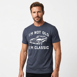 T-shirt graphique « I'm Not Old I'm Classic Car » pour homme, manches courtes, en coton marine, décontracté, coupe classique, imprimé sur le devant - Product Image 6