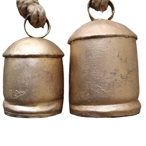 <b>Gold</b> <b>Christmas</b> Bells Vintage Rustic Cow Bells on Jute Rope Shabby Chic Cone Shaped Tin Harmony Bells For Holiday Home <b>Decoration</b> - Product Image 5