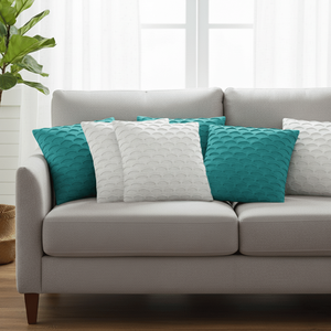 SOGA Lot de 6 taies d'oreiller décoratives à bords festonnés de 45 cm, vert sarcelle et blanc pur, pour canapé et chambre - Product Image 3