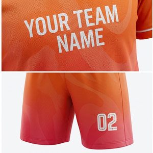 Ensemble de maillots de football personnalisés sublimés pour hommes, dégradé orange rose, 100% polyester, manches courtes, uniformes taille adulte, respirant - Product Image 5