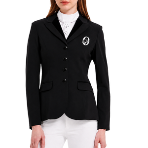 Chaqueta Ecuestre Negra para Mujer, Blazer de Montar a Caballo a la Medida, Abrigo Clásico para Competencia Hípica, Fabricación Personalizada OEM ODM, Venta al Por Mayor - Product Image 1