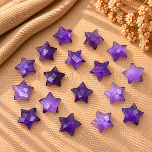 Ametyste 10 mm en forme d'étoile, pierre précieuse facettée en vrac pour la fabrication de bijoux en gros, modèles de pendentifs et fournitures artisanales professionnelles - Product Image 4