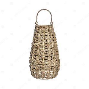 Farmhouse Seagrass Lantern <b>Candle</b> <b>Holder</b> Open Cane Hanging Lanterns Garden <b>Glass</b> <b>Candle</b> <b>Holder</b> Light Interior Home Decor - Product Image 5