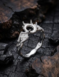 Anillo de Plata de Ley 925 con Diseño de Rama de Flor, Base para Anillo de 7mm, Anillo en Blanco para DIY, Fabricación de Joyería con Piedras Preciosas - Product Image 5