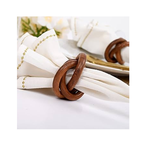 Anneaux de serviette en bois écologiques de luxe moderne, logo personnalisé, haute qualité, taille sur mesure, tranches de bois naturelles pour mariages et fêtes - Product Image 5