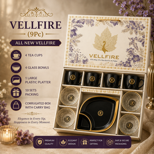 Ensemble de service à thé de luxe personnalisé avec logo, 9 pièces, bols en verre, tasses en céramique, Esprit 4+4+1, boîte cadeau, design floral pour la maison et l'hôtellerie - Product Image 2