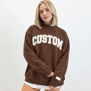 Sweat-shirt à col montant pour femme, en tissu respirant et confortable, surdimensionné, avec lettres brodées personnalisées, service OEM ODM - Product Image 4
