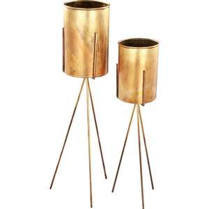 Exquisita macetera metálica con soporte, diseñada para hogares de lujo que buscan elementos decorativos naturales de alta gama. - Product Image 4