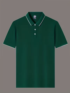 Men's White Short Sleeve Button-Up Shirt Polyester/Cotton Jersey Fabric Breathable Casual Design Front Logo Print Regular Fit - Product Image 2