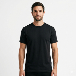 T-shirt à manches courtes pour homme PUFFIN SPORTS, imprimé V lumineux au dos, col roulé tricoté décontracté, coupe classique, 100% coton, écologique - Product Image 1
