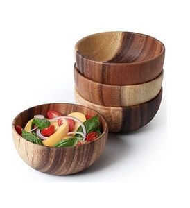 Ensemble de saladiers en bois d'acacia faits à la main avec fourchette et cuillère de service, poli naturel, respectueux de l'environnement - Product Image 2