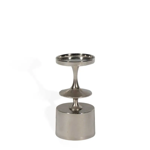 Set of 3 Modern Silver Metal Candle <b>Holders</b> Abstract Geometric Pillar Stand for Luxury Home Deco Three Different Heights <b>Holders</b> - Product Image 4