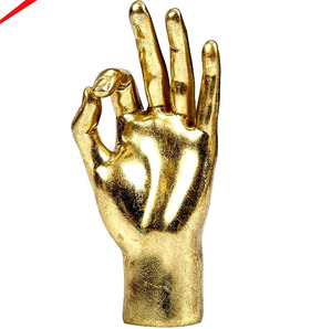 Sculpture décorative moderne et écologique pour salon, style unique, sculpture artisanale en aluminium poli doré - Product Image 3
