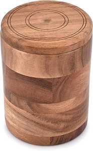 Tarro de Almacenamiento de Madera de Acacia con Tapa, Contenedor de Almacenamiento de Cocina de Madera Hecho a Mano, Tarro de Especias de Madera Natural, Almacenamiento Decorativo de Alimentos - Product Image 5