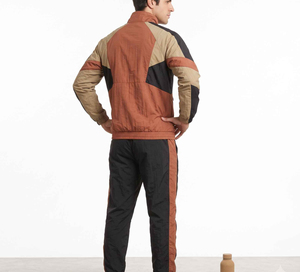 Premium Quality Men's <b>Vintage</b> Winter Windbreaker Jogger Set Quick Dry Lightweight Color Block Zip-Up Hoodie Pants <b>Tracksuit</b> - Product Image 3