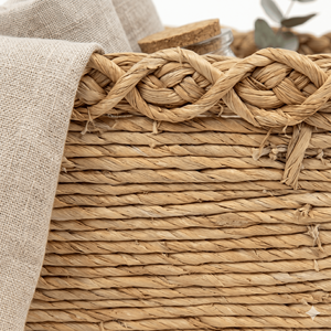Cesta de Almacenamiento Rectangular Hecha a Mano de Jacinto de Agua, Organizador Ecológico de Mimbre Tejido para Decoración del Hogar, Baño y Despensa - Product Image 3