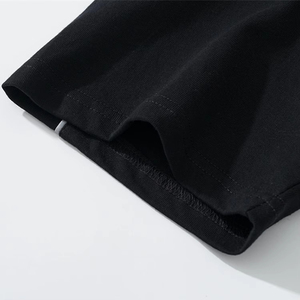 T-shirt à manches courtes pour homme, coupe classique, noir, col rond, décontracté, couleur unie, tissu jersey respirant, 180g - Product Image 3
