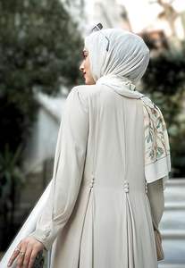 Abayas blanches unies avec hijab, robe longue, abayas de Dubaï et du Qatar, abayas pour le Hajj et l'Omra, robes arabes musulmanes respirantes pour femmes - Product Image 6