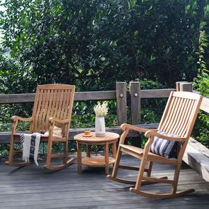 Fauteuil de jardin à dossier haut en teck écologique avec lattes, idéal pour véranda - Product Image 1