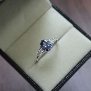 Bague avec accent en tanzanite, argent sterling S925, bague en pierres précieuses, bijoux élégants, cadeau pour femme, bague de promesse - Product Image 2