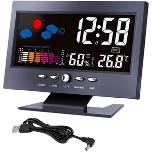Sveglia digitale LED con calendario Snooze termometro igrometro & Weather Display Audio e kit di moduli di controllo vocale - Product Image 4