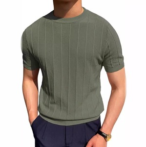 T-shirt décontracté minimaliste streetwear uni à manches courtes en jersey, lavable en machine, tissu prérétréci, coupe classique, pour l'entraînement - Product Image 4