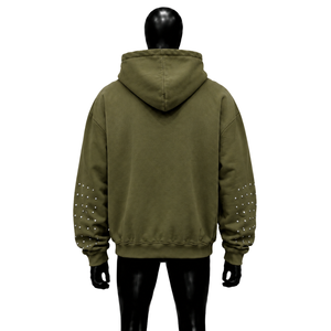 MODERN CASUAL OLIVE GREEN OVERSIZED GRAPHIC <b>HOODIE</b> TRENDY STREET EVERYDAY WEAR SOFT COTTON PULLOVER COMFORTABLE RELAXED FIT HOOD - Product Image 2