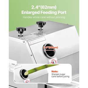 Spremiagrumi Commerciale ad Alta Produzione 110LBS/H per Canna da Zucchero con 3 Rulli in Acciaio Inossidabile e Ampio Ingresso da 2,4 Pollici - Product Image 3