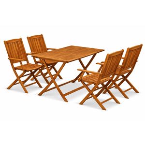 Premium Solid Wood Eco-Friendly Folding <b>Outdoor</b> Dining <b>Table</b> Set 4 Chairs Villa Hotel Patio Garden Restaurant Made Vietnam - Product Image 1