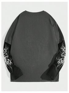 <b>Top</b> Trendy Product Double Sleeve Shirt Blank Loose Men's Oversized Shoulder Drop Solid Cotton Double <b>Layer</b> Men's T-shirts - Product Image 2