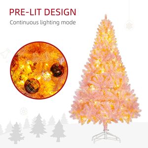 6 FT Pre-Lit Artificial Christmas Tree 250 LED <b>Lights</b> 1000 Tips Flocked Pink Realistic <b>Branches</b> Warm <b>Light</b> Temperature 210 cm - Product Image 5