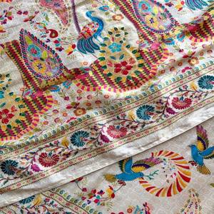 VASTRA COTTAGE Saf Naylon Viskoz Yumuşak İpek Jakarlı Kumaş, Jari Dokuma Dijital Paşmina Baskılı Swarovski İşlemeli Saree - Product Image 2