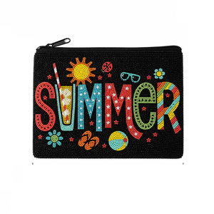 Fancy Colorful Beaded Embroidery Coin <b>Pouch</b> Design Fashionable Seed Beads Coin <b>Pouch</b> With <b>Zip</b> Closure - Product Image 1