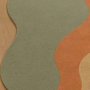 Alfombra Moderna de Diseño Irregular, Forma Orgánica Abstracta, Alfombra de Lana en Tonos Tierra, Hecha a Mano, con Puntos Negros, para Dormitorio o Sala de Estar - Product Image 5