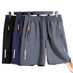 Short décontracté de plage en soie glacée ultra-mince d'été pour hommes pantalon de sport de jogging à séchage rapide pantalon de sport à fermeture éclair coupe ample pantalon de survêtement de sport de gymnastique solide - Product Image 1