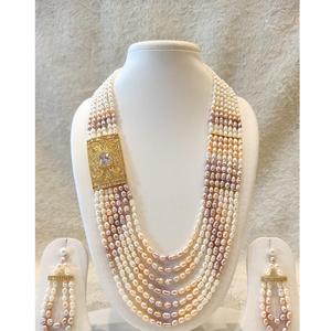 ชุดต่างหูและสร้อยคอประดับมุกหลายชั้นชุบทองคุณภาพพรีเมียมประดับเพชรซิร์คอน เหมาะสำหรับงานแต่งงานและงานปาร์ตี้ - Product Image 2