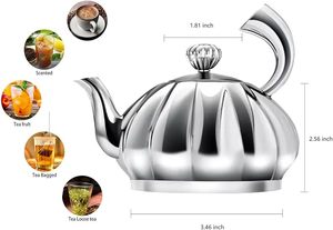 ฝาปิดกาน้ำชา/กาแฟสแตนเลสแบบเป็นมิตรกับสิ่งแวดล้อม พร้อมหูจับ ขายส่ง กาต้มน้ำดีไซน์ทันสมัย ผิวขัดเงา เหมาะสำหรับโรงแรมและร้านอาหาร - Product Image 2