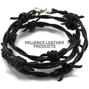 Premium Regular 2mm Black Shine <b>Leather</b> Barbed Wire Cord Twisted <b>Leather</b> Rope for <b>Bracelet</b> Necklace Jewelry Making Bulk OEM - Product Image 1