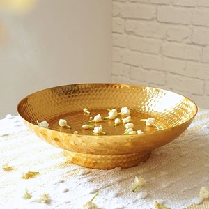 Durable Metal Urli Bowl Antique Design Floating Flower Diya Decorative Centerpiece <b>Temple</b> Decor - Product Image 3