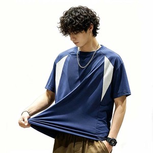 T-shirt à manches courtes pour homme, bleu marine, surdimensionné, avec imprimé géométrique, col rond, jersey en coton, décontracté - Product Image 6