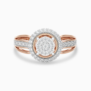 Bague de fiançailles en or rose et diamants, taille brillant rond, design couronne classique, bijoux fins pour femme - Product Image 3